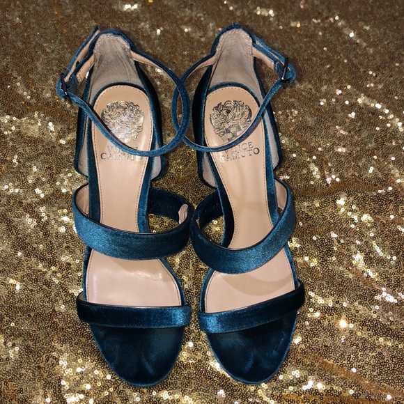 Vince Camuto Suede Blue Heels - Picture 2 of 5